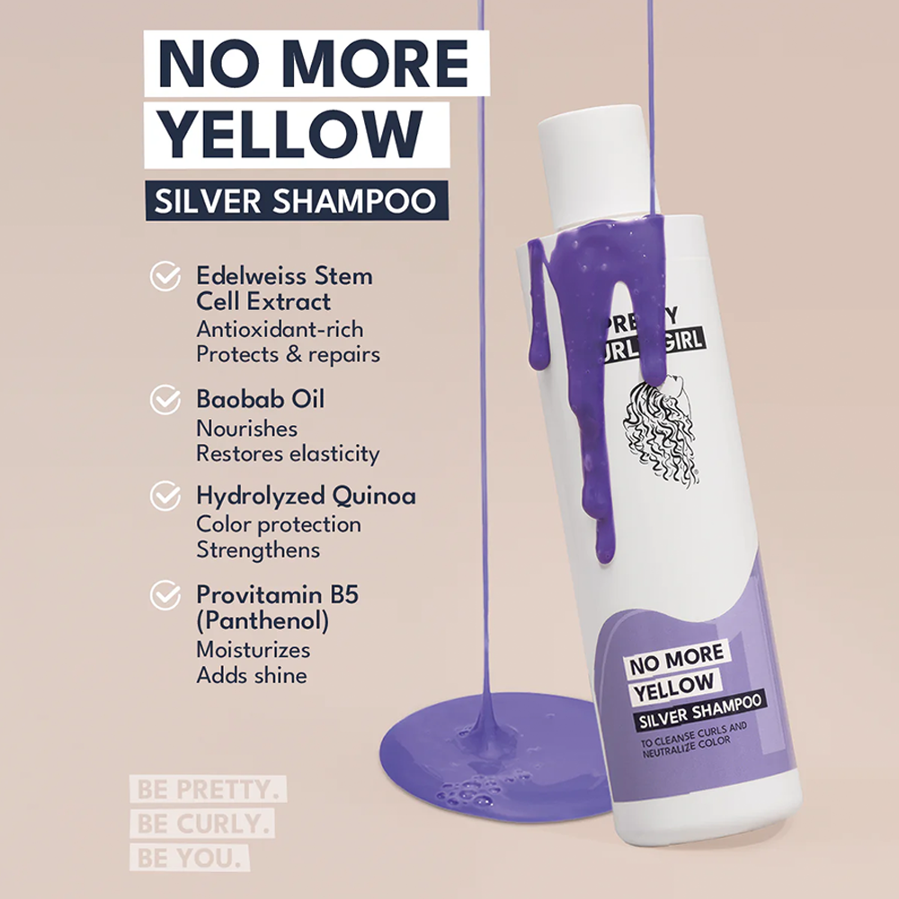 Pretty Curly Girl No More Yellow Silver Shampoo-Toning Shampoo-Beauty and hair supply