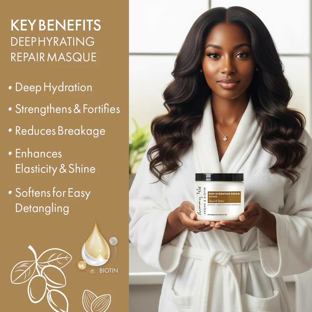 Sunny Isle Argan & Biotin Deep Hydrating Repair Masque 473ml-All-Beauty and hair supply