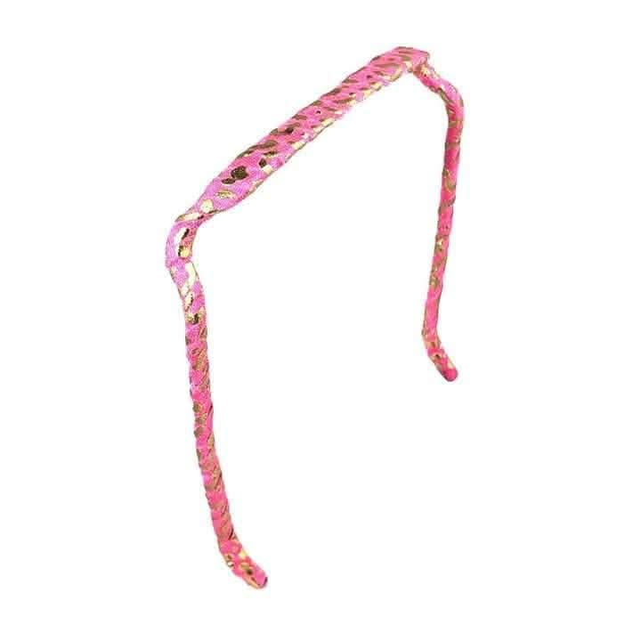Zazzy Bandz Pink and Gold Cheetah Wrapped-Headband-Beauty and hair supply