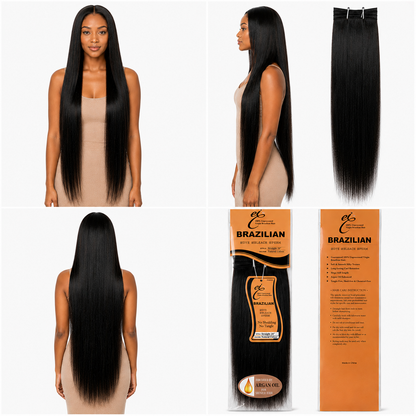 Ei Brazilian 100% Unprocessed Virgin Brazilian Human Hair Extension Straight Natural