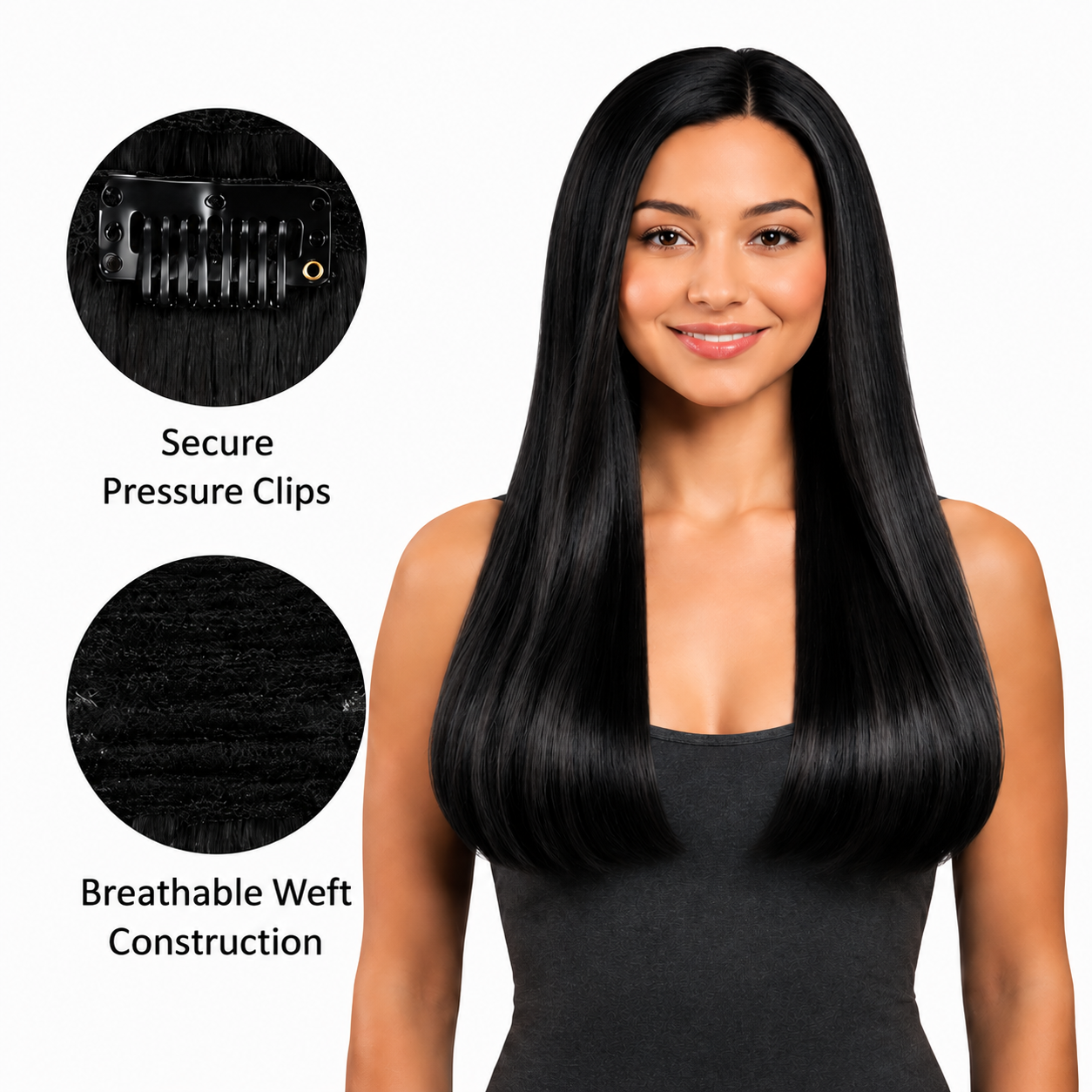 Kuknus Euro Clip-In Straight Synthetic Hair Extensions 18"