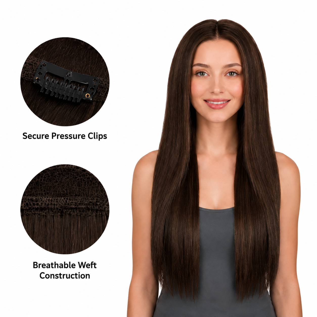 Kuknus Synthetic Straight Silk Press Clip-In Hair Extensions 24"