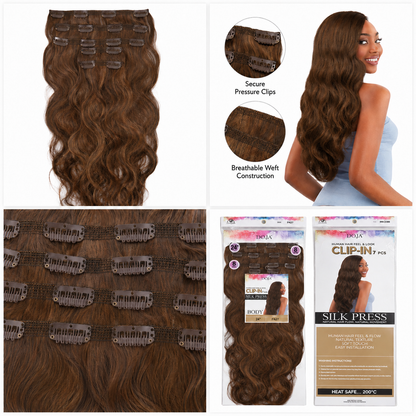 Darbro Doja Silk Press Body Wave Clip-In Synthetic Hair Extensions 24"