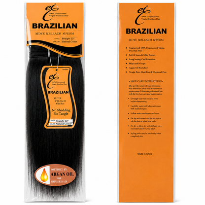 Ei Brazilian 100% Unprocessed Virgin Brazilian Human Hair Extension Straight Natural