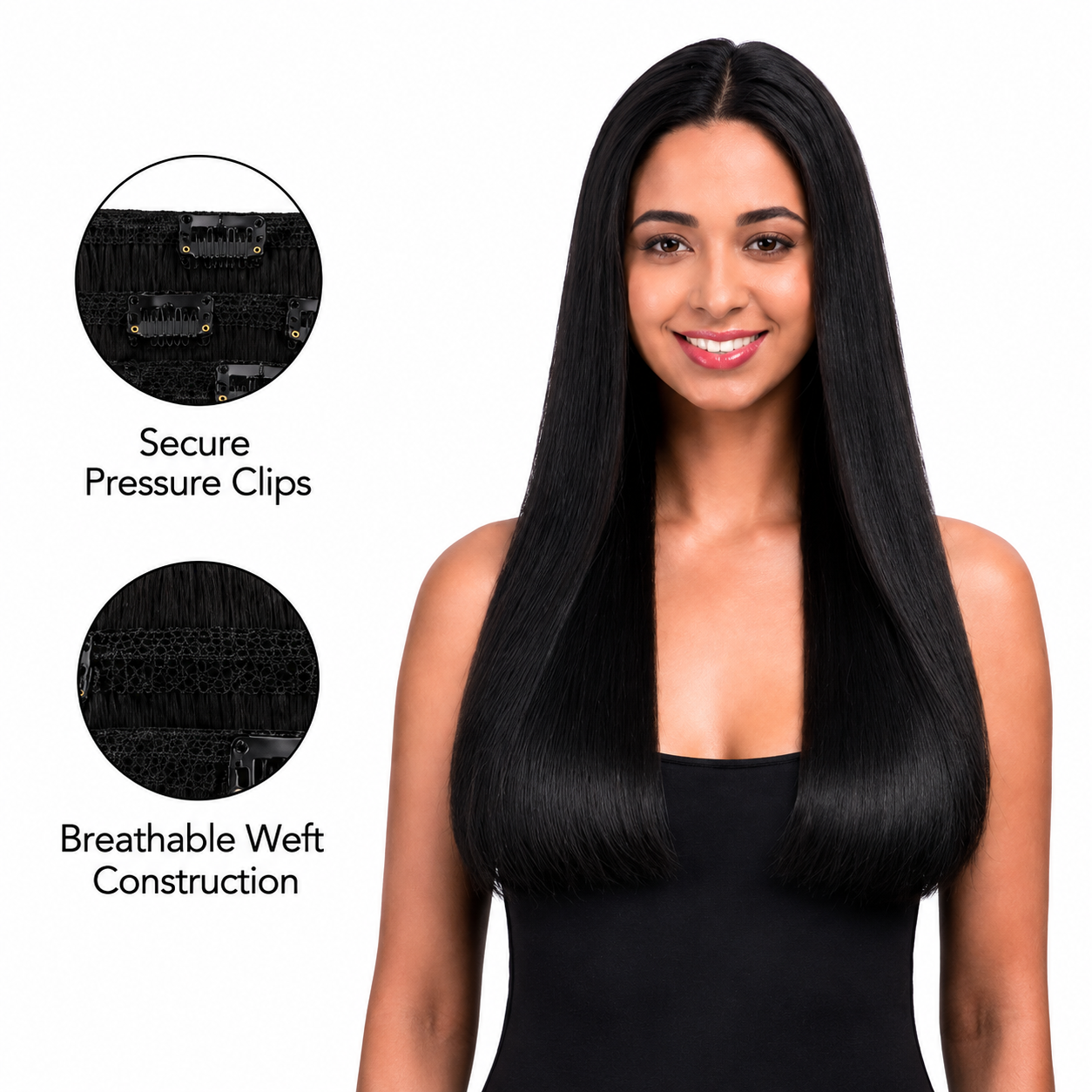 Kuknus Synthetic Euro Straight Clip-In Hair Extensions 18"