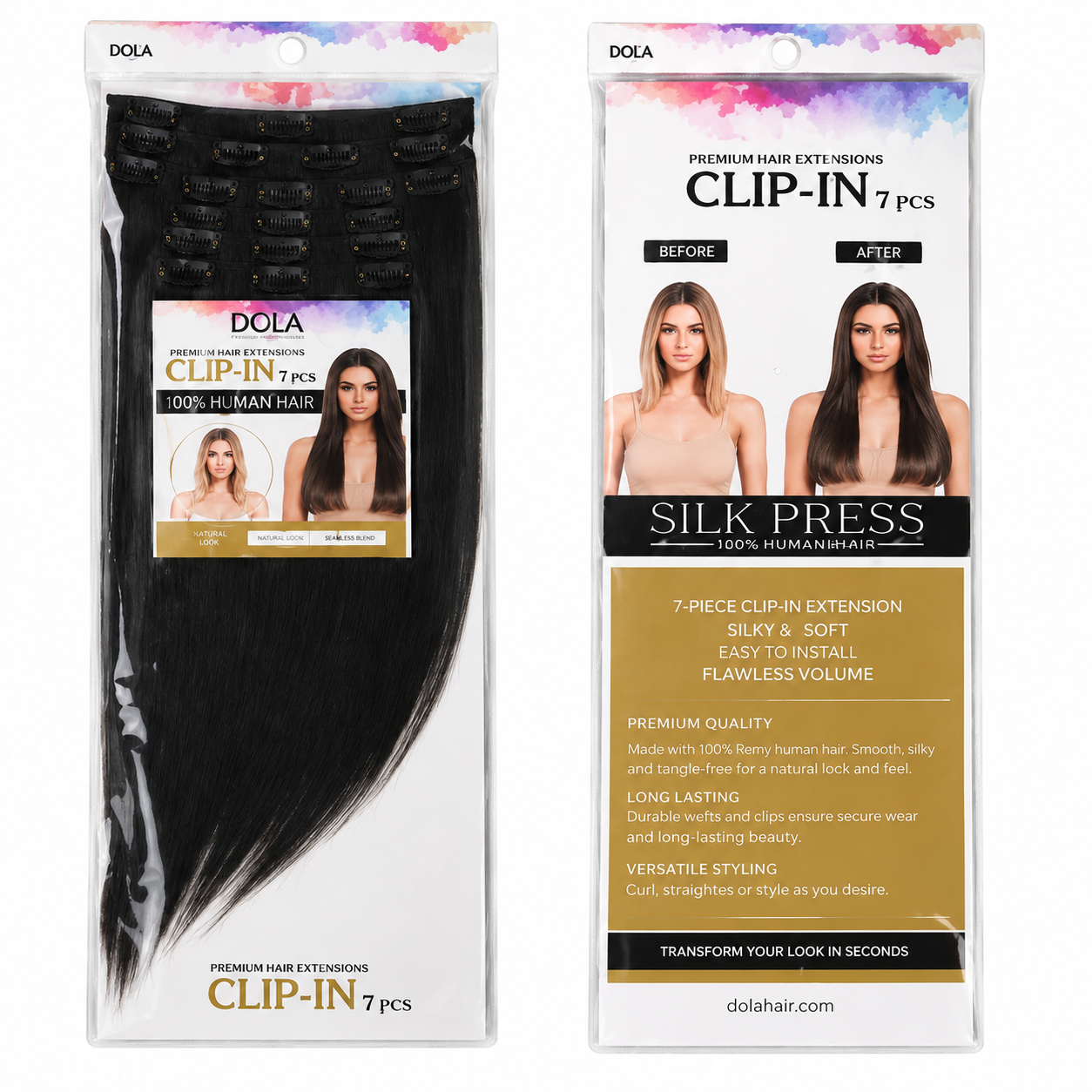 Darbro Doja Silk Press Straight Clip-In Synthetic Hair Extensions 18"