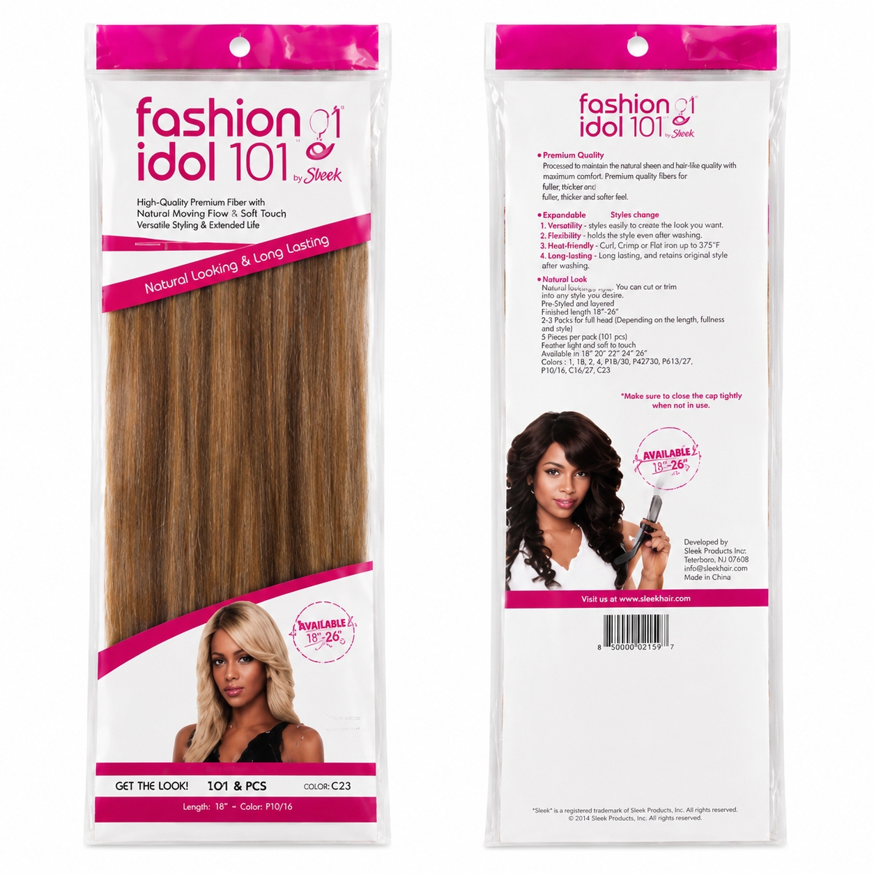 Sleek Fashion Idol 101 Synthetic Clip-In Hair Extensions 18"