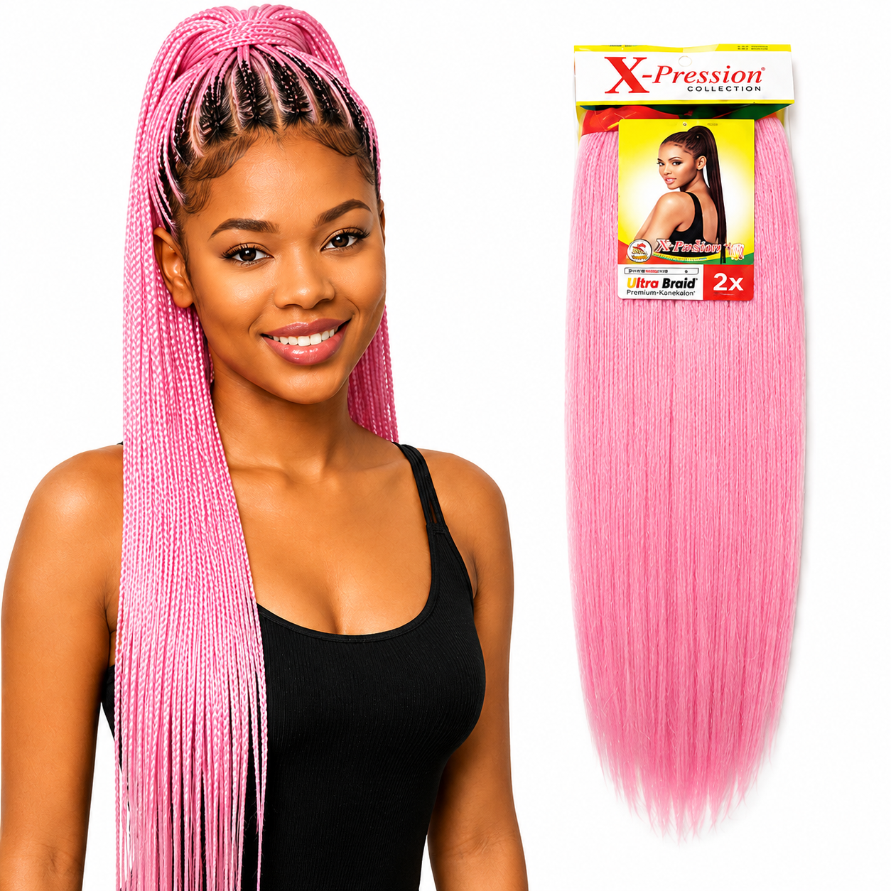 X-Pression Pre-Stretched Braiding Hair 2X Pack, 24"