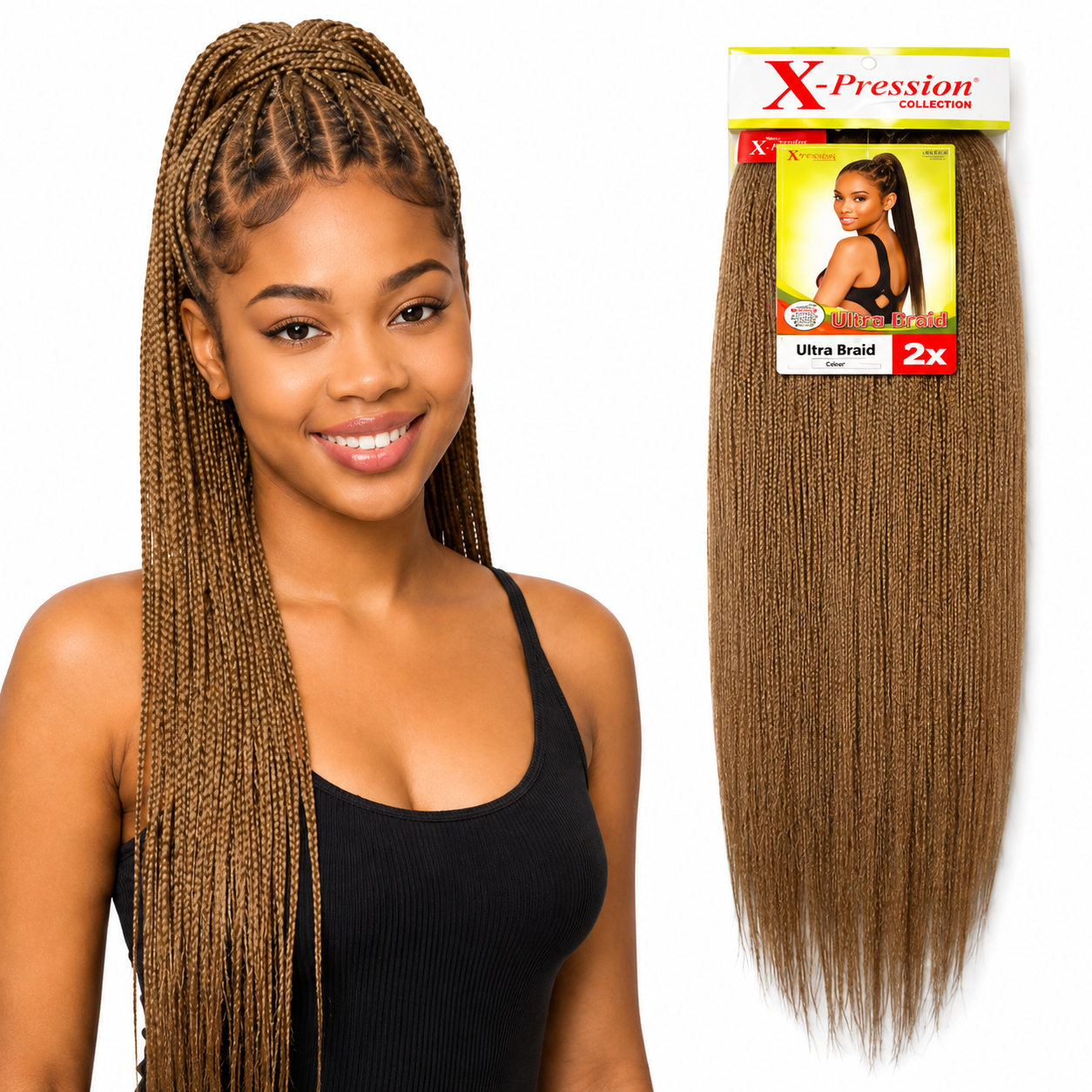 X-Pression Pre-Stretched Braiding Hair 2X Pack, 24"