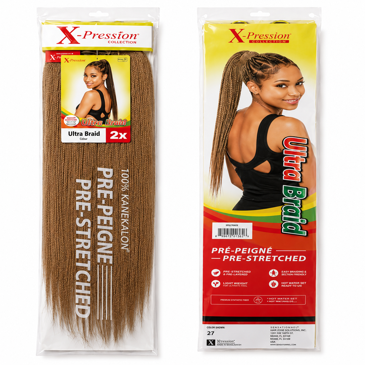 X-Pression Pre-Stretched Braiding Hair 2X Pack, 24"
