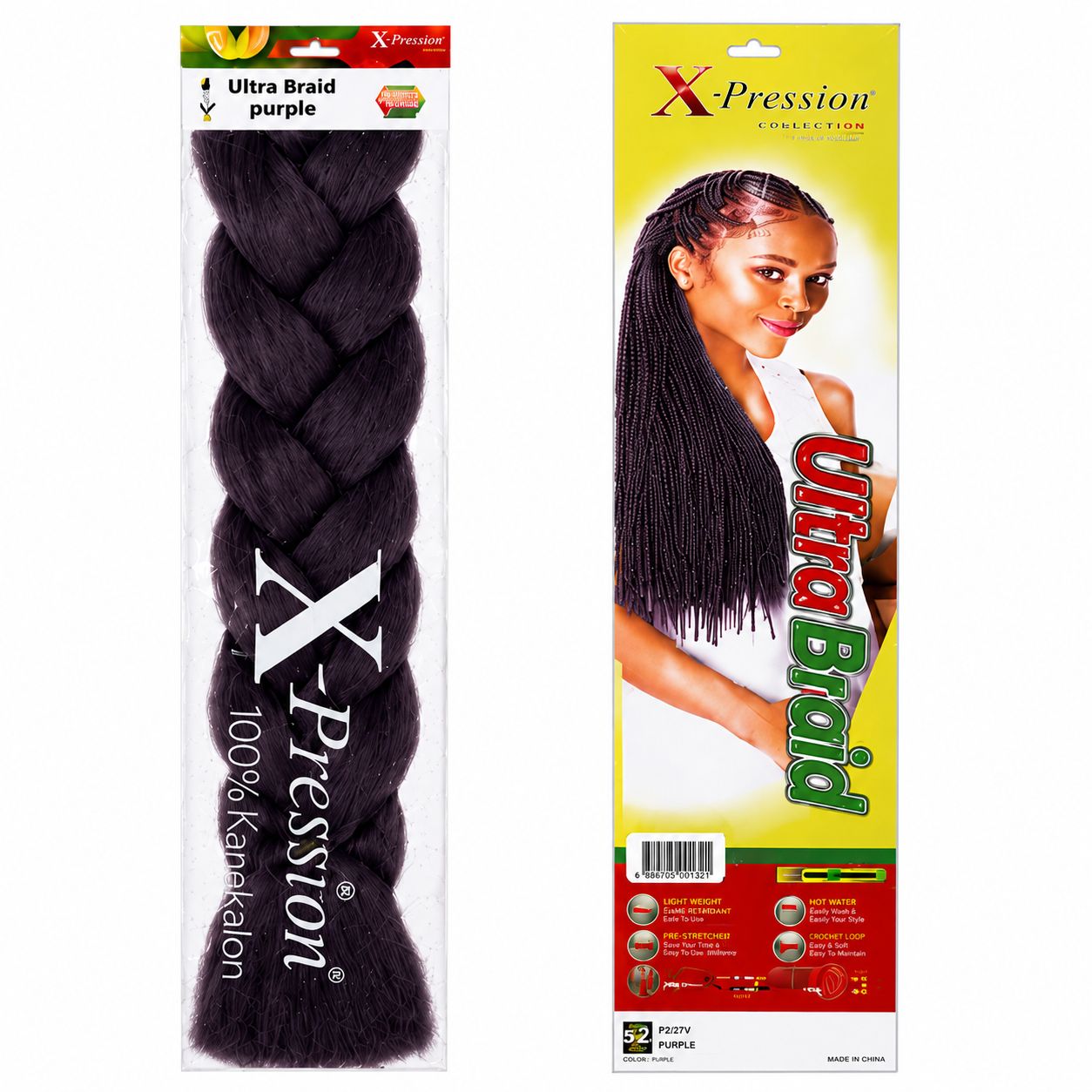 X-Pression Ultra Braids Non-Stretched Kanekalon Braiding Hair 82"