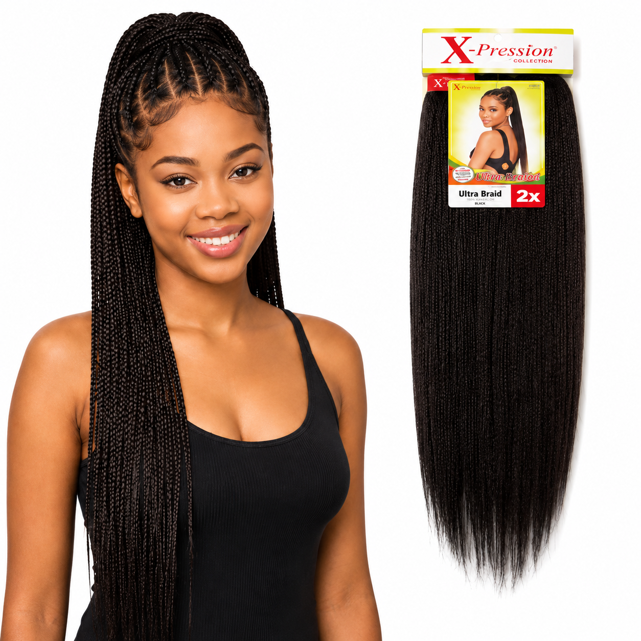 X-Pression Pre-Stretched Braiding Hair 2X Pack, 24"