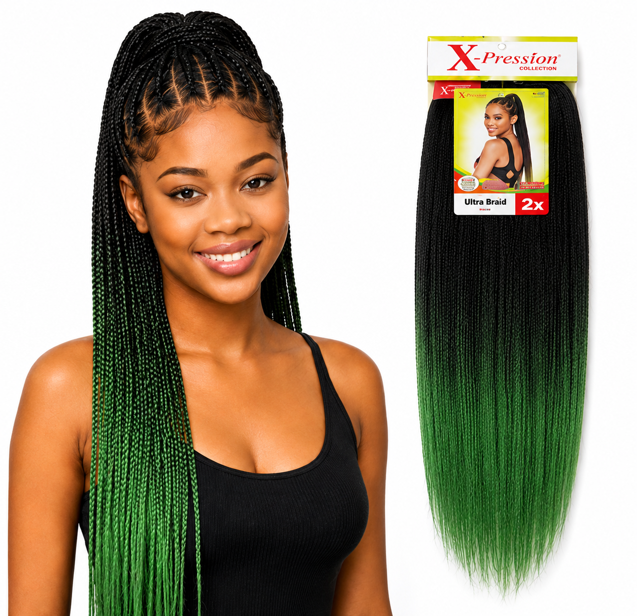 X-Pression Pre-Stretched Braiding Hair 2X Pack, 24"