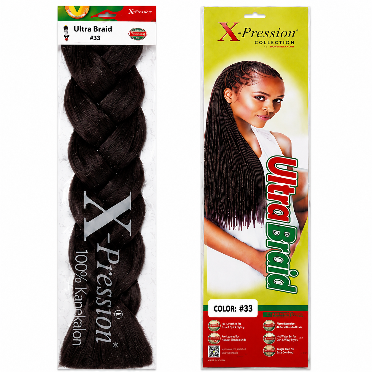 X-Pression Ultra Braids Non-Stretched Kanekalon Braiding Hair 82"