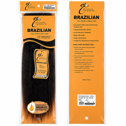 Ei 100% Unprocessed Virgin Brazilian Human Hair Extension Kinky Straight