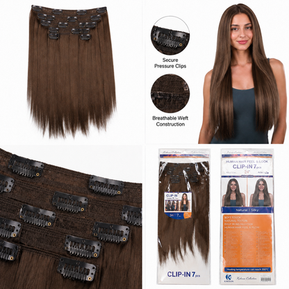 Kuknus Silk Press Straight Clip-In Synthetic Hair Extensions 24"