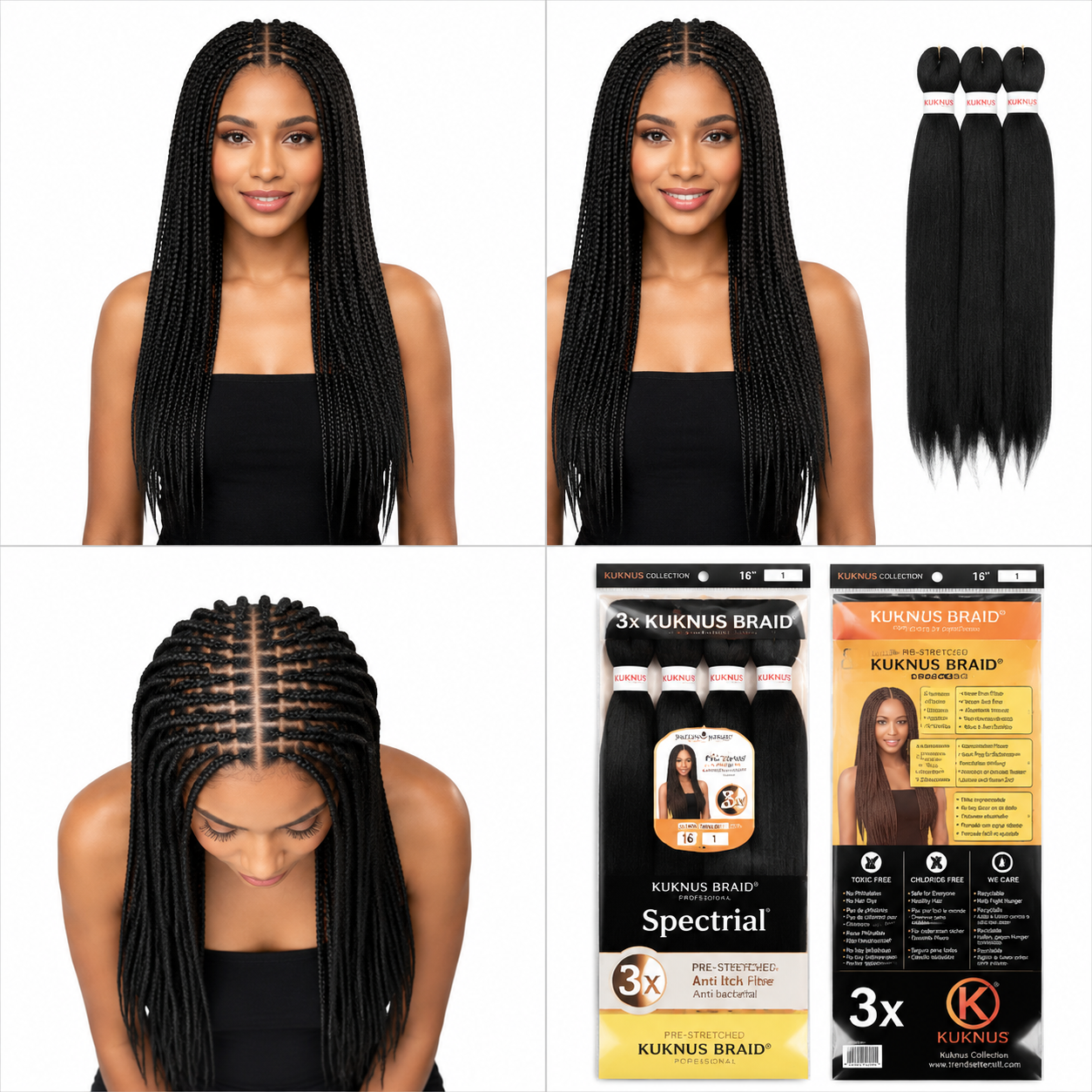 Kuknus Braids 3X Value Pack Pre-Stretched 16"