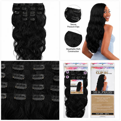 Darbro Doja Silk Press Body Wave Clip-In Synthetic Hair Extensions 24"