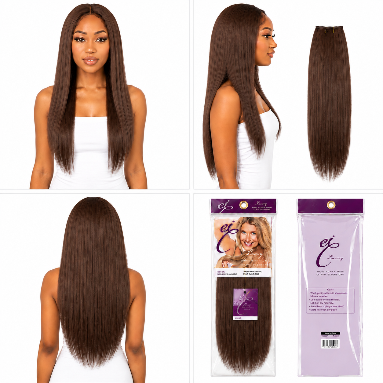 Ei Luxury 100% Unprocessed Virgin human hair Clip-in