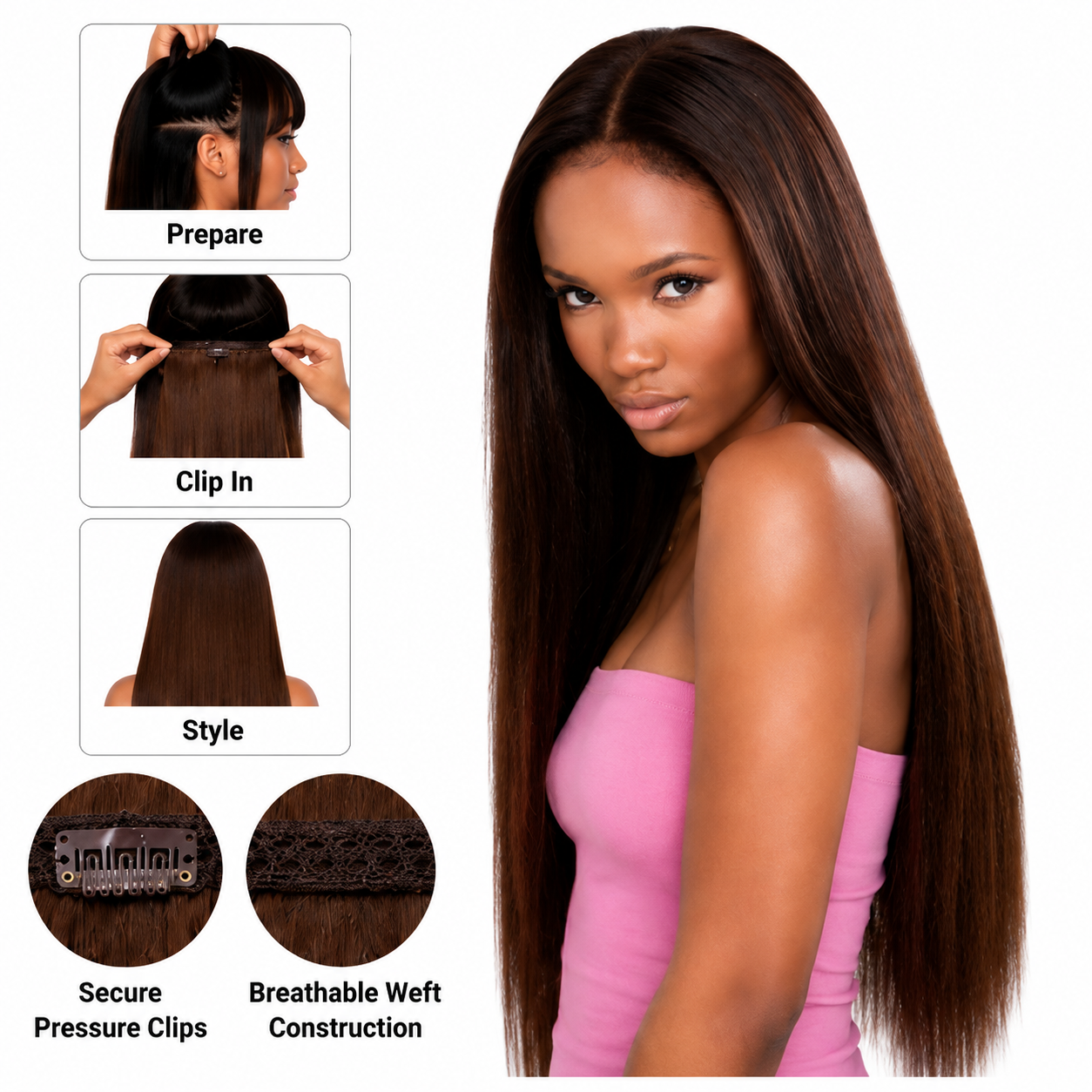 Sleek Fashion Idol 101 Synthetic Clip-In Hair Extensions 18"