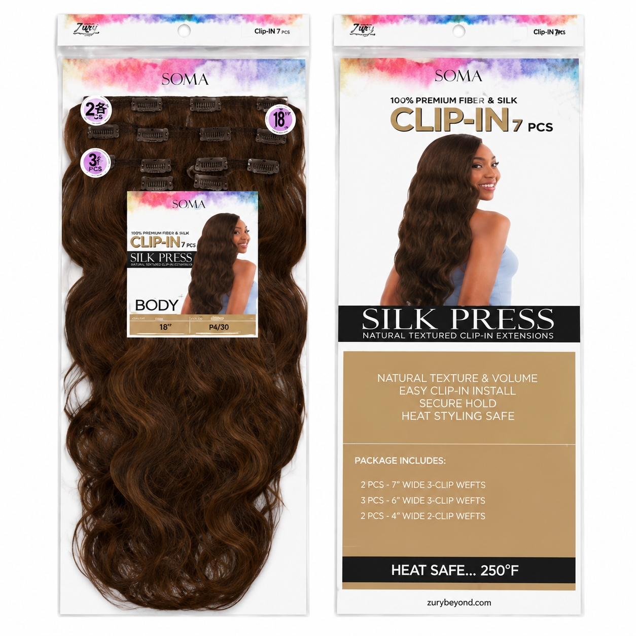 Darbro Doja Silk Press Body Wave Clip-In Synthetic Hair Extensions 24"