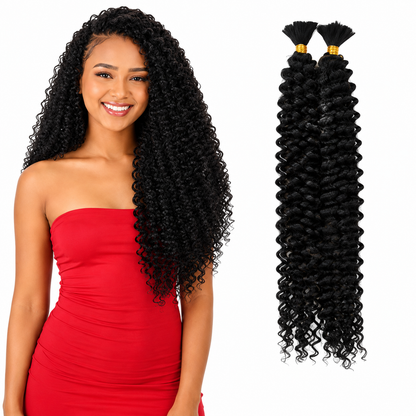Kuknus Human Hair Blend Boho Water Wave Bulk 22"