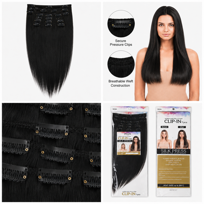 Darbro Doja Silk Press Straight Clip-In Synthetic Hair Extensions 18"