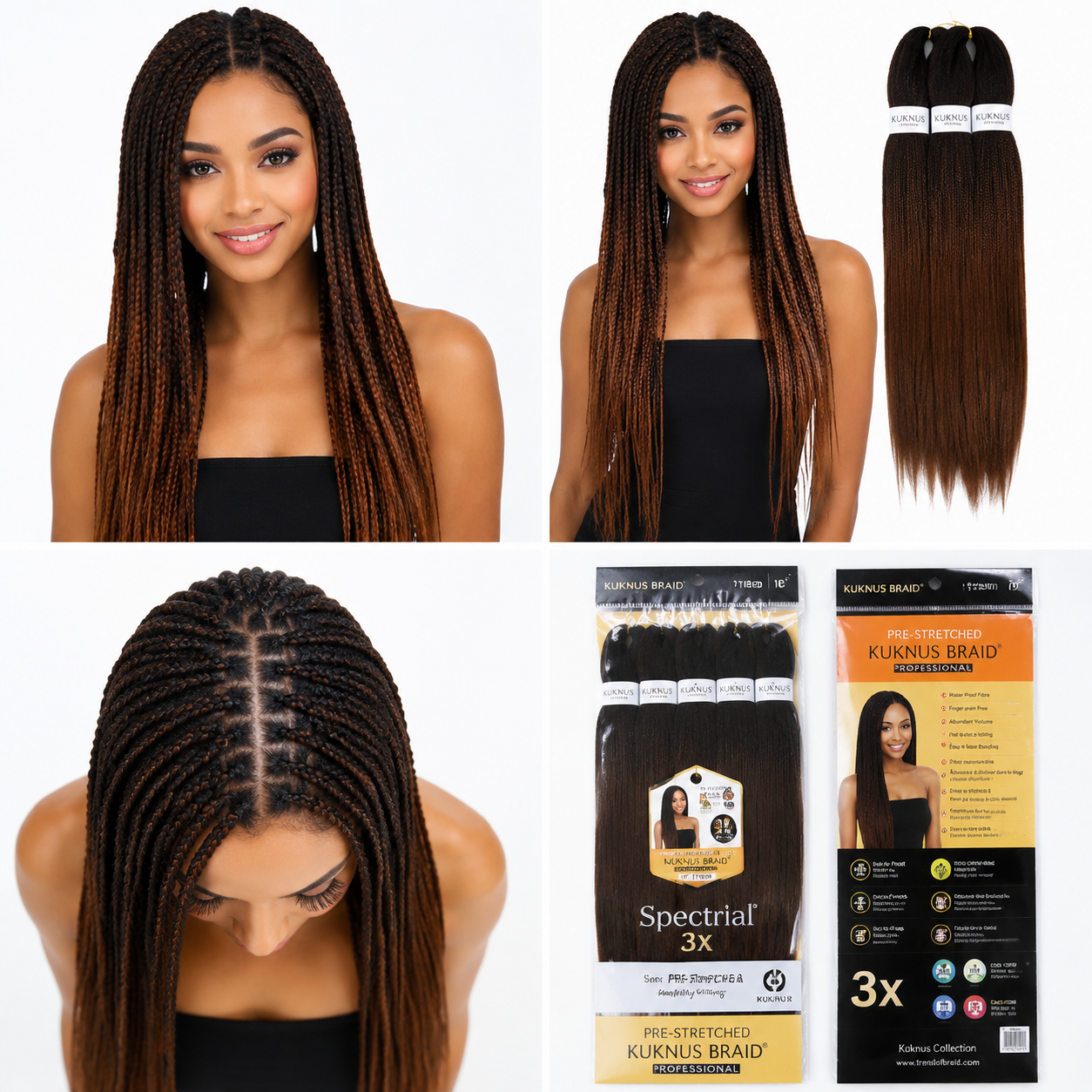 Kuknus Braids 3X Value Pack Pre-Stretched 16"