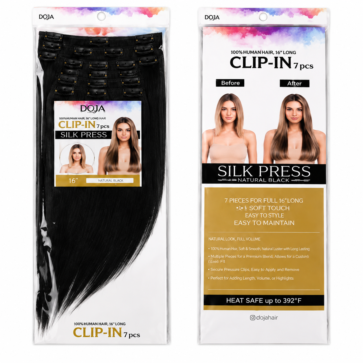 Darbro Doja Silk Press Straight Clip-In Synthetic Hair Extensions 18"
