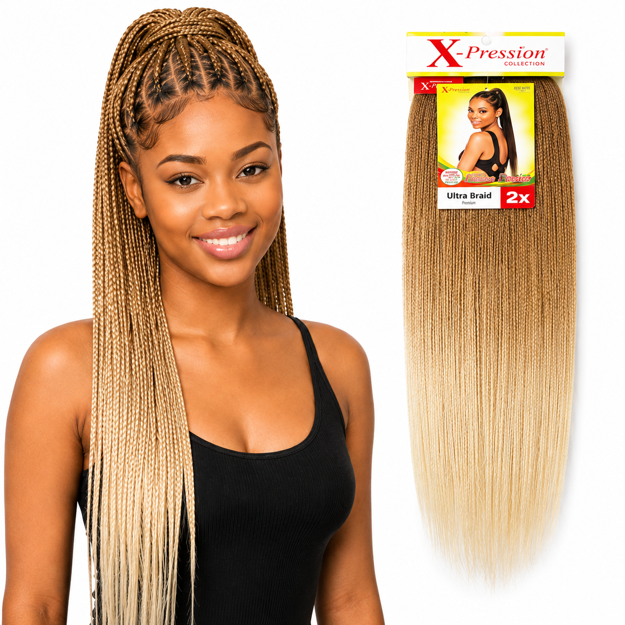X-Pression Pre-Stretched Braiding Hair 2X Pack, 24"