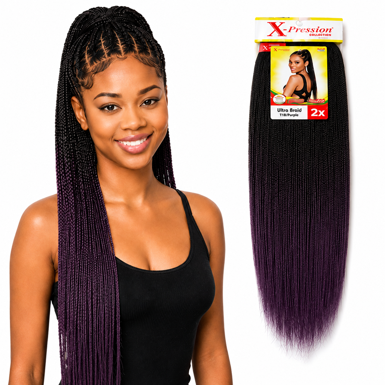 X-Pression Pre-Stretched Braiding Hair 2X Pack, 24"