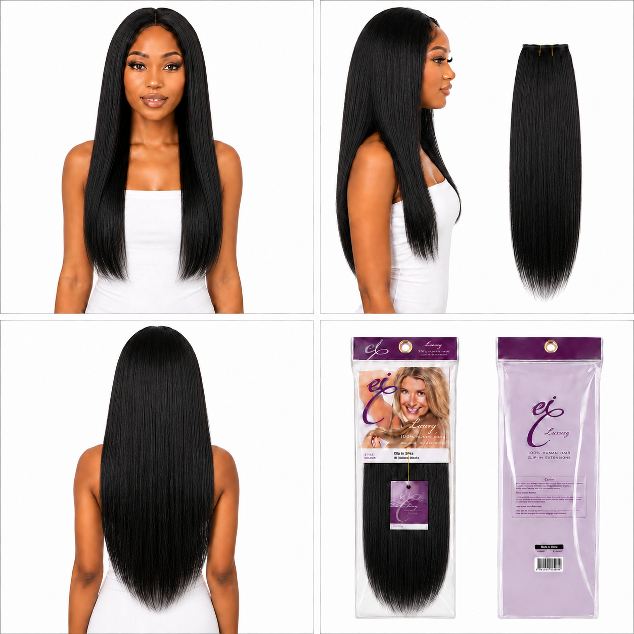 Ei Luxury 100% Unprocessed Virgin human hair Clip-in