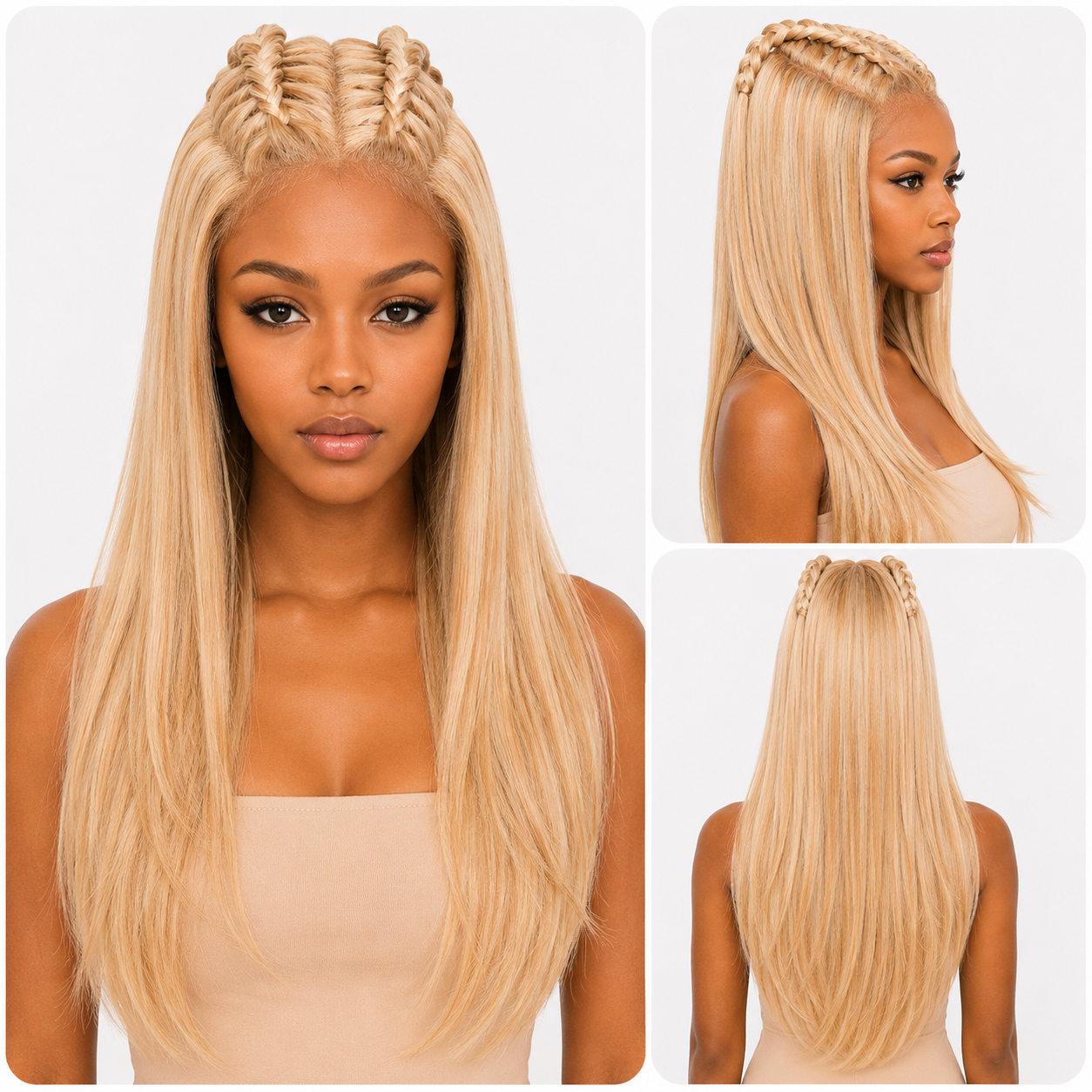 Sleek Scarlett Braided Straight Synthetic Lace Front Wig