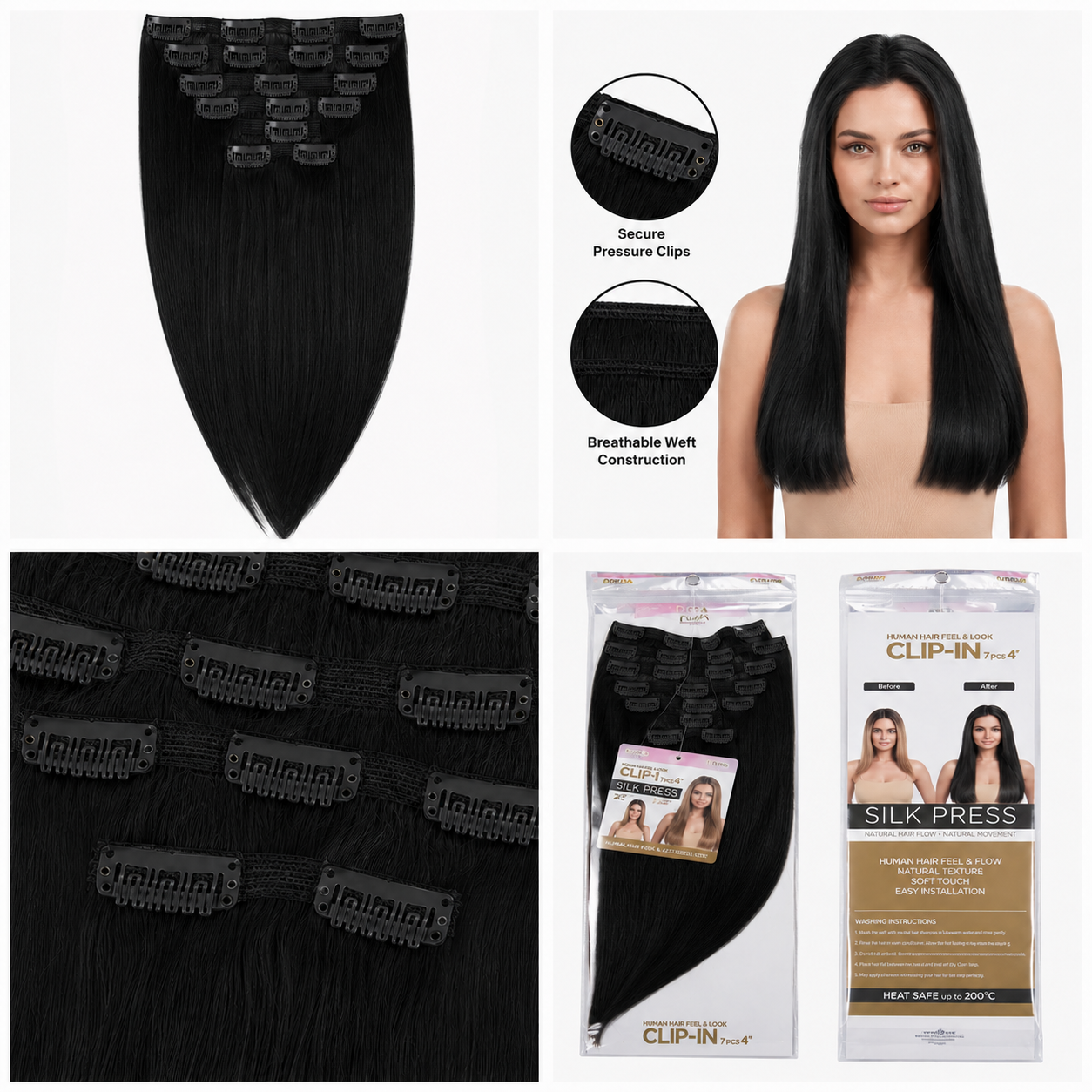 Darbro Doja Silk Press Straight Clip-In Synthetic Hair Extensions 22"