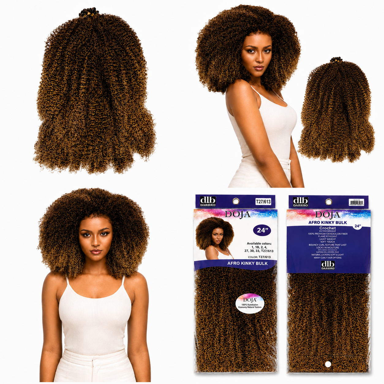 Darbro Doja Style Afro kinky bulk Synthetic Hair 24
