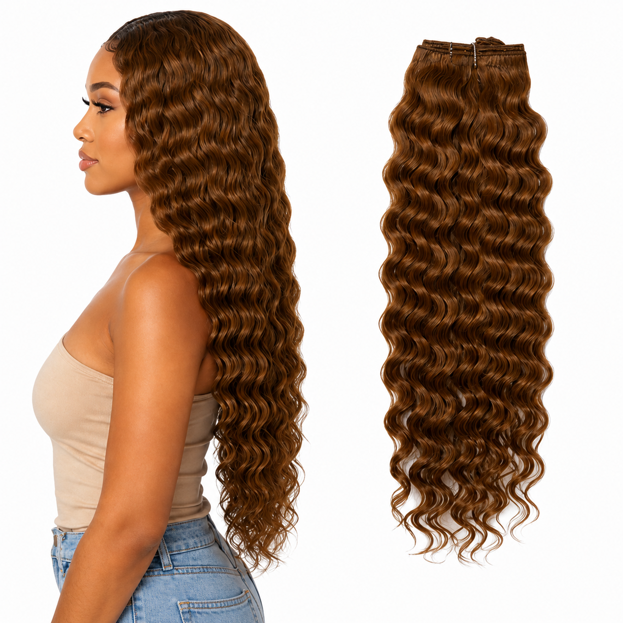 Ei Brazilian 100% Unprocessed Virgin Brazilian Human Hair Extension Deep Wave Natural