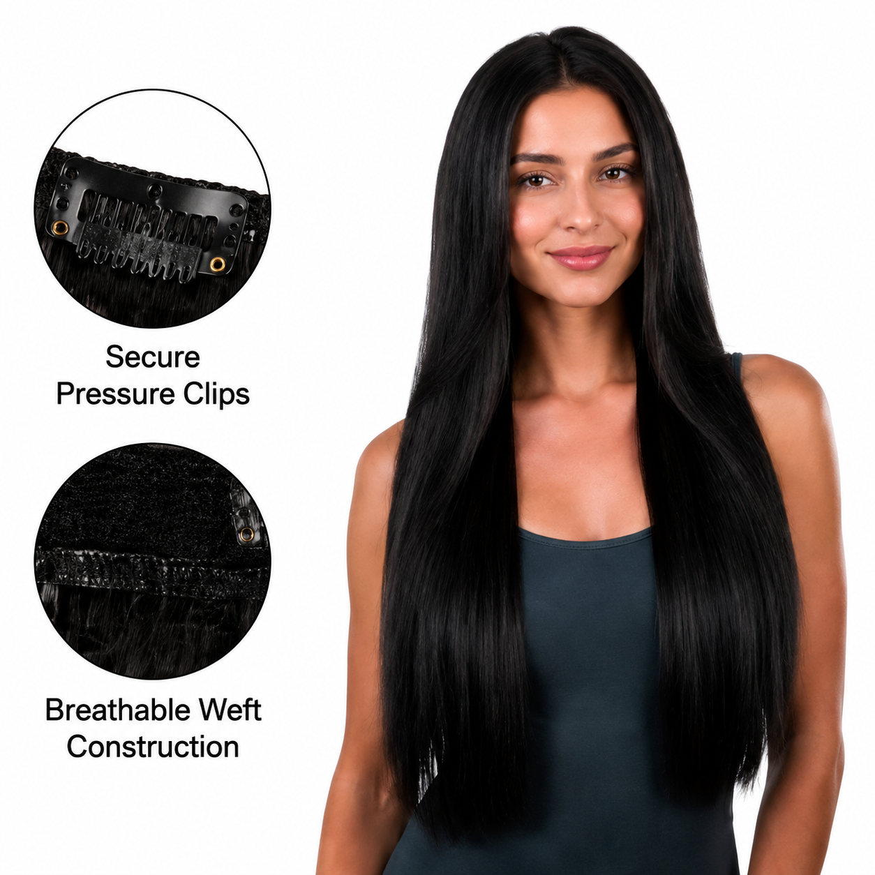 Kuknus Synthetic Straight Silk Press Clip-In Hair Extensions 24"