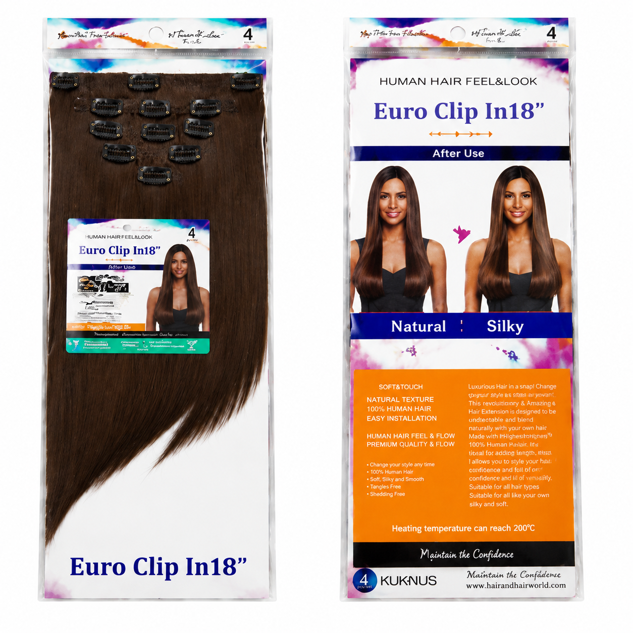Kuknus Euro Clip-In Straight Synthetic Hair Extensions 18"