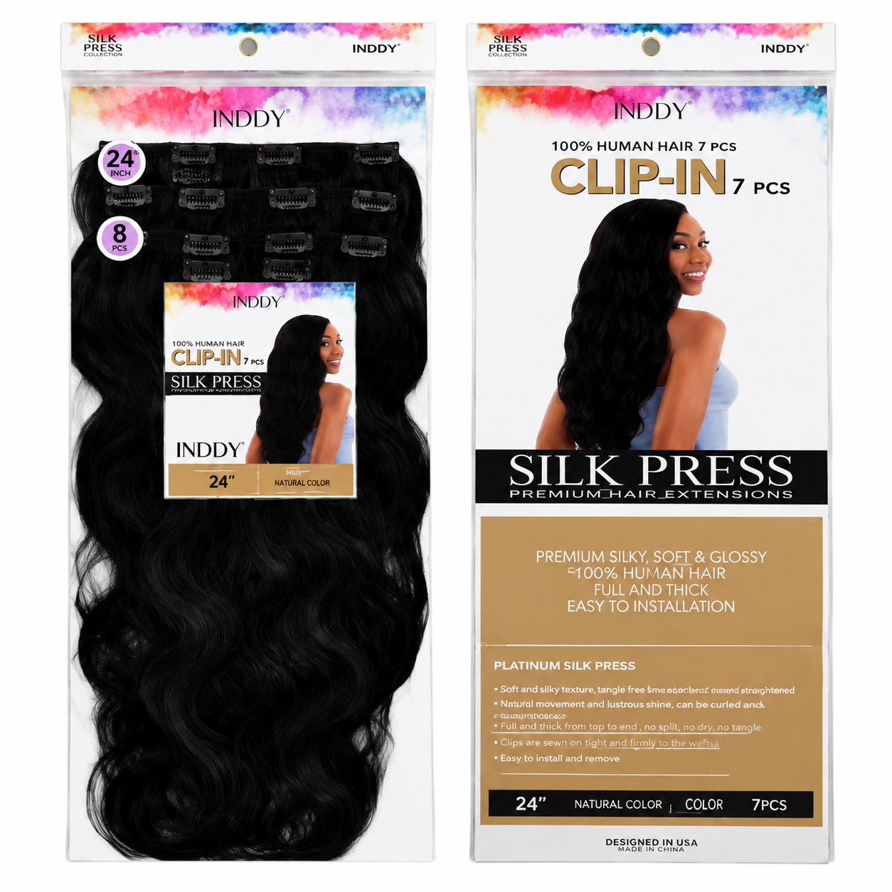 Darbro Doja Silk Press Body Wave Clip-In Synthetic Hair Extensions 24"