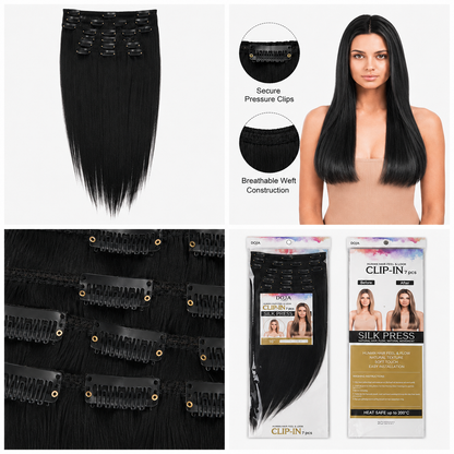 Darbro Doja Silk Press Straight Clip-In Synthetic Hair Extensions 18"