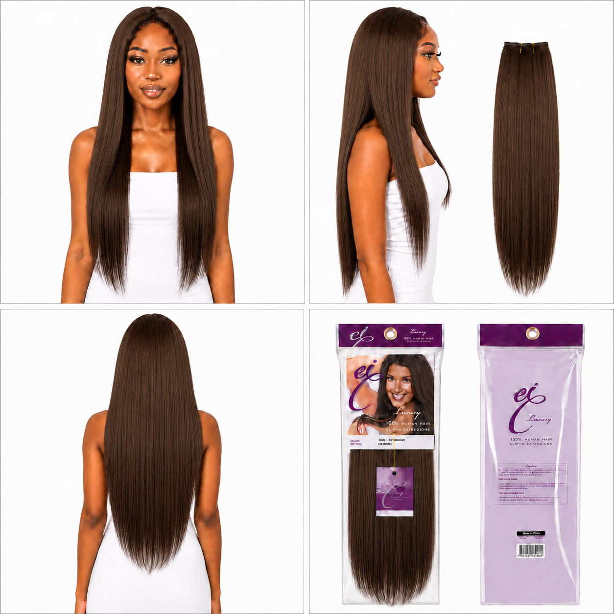Ei Luxury 100% Unprocessed Virgin human hair Clip-in