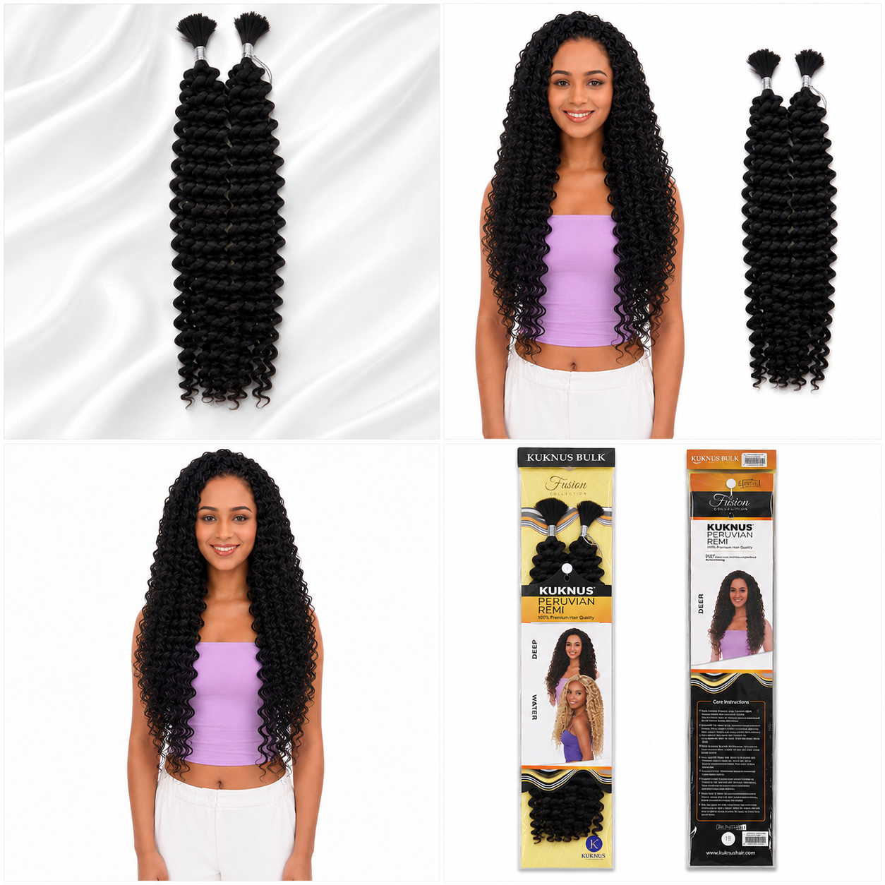 Kuknus Peruvian Remi Style Boho Water Bulk Synthetic Hair