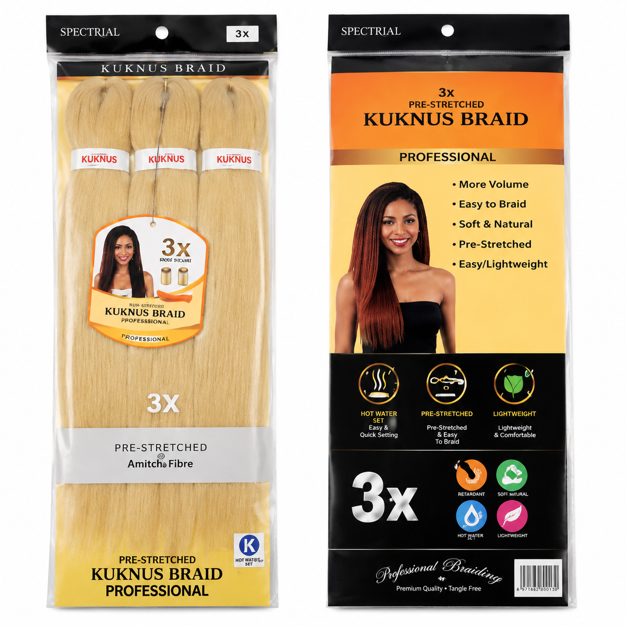 Kuknus Braids 3X Value Pack Pre-Stretched 16"