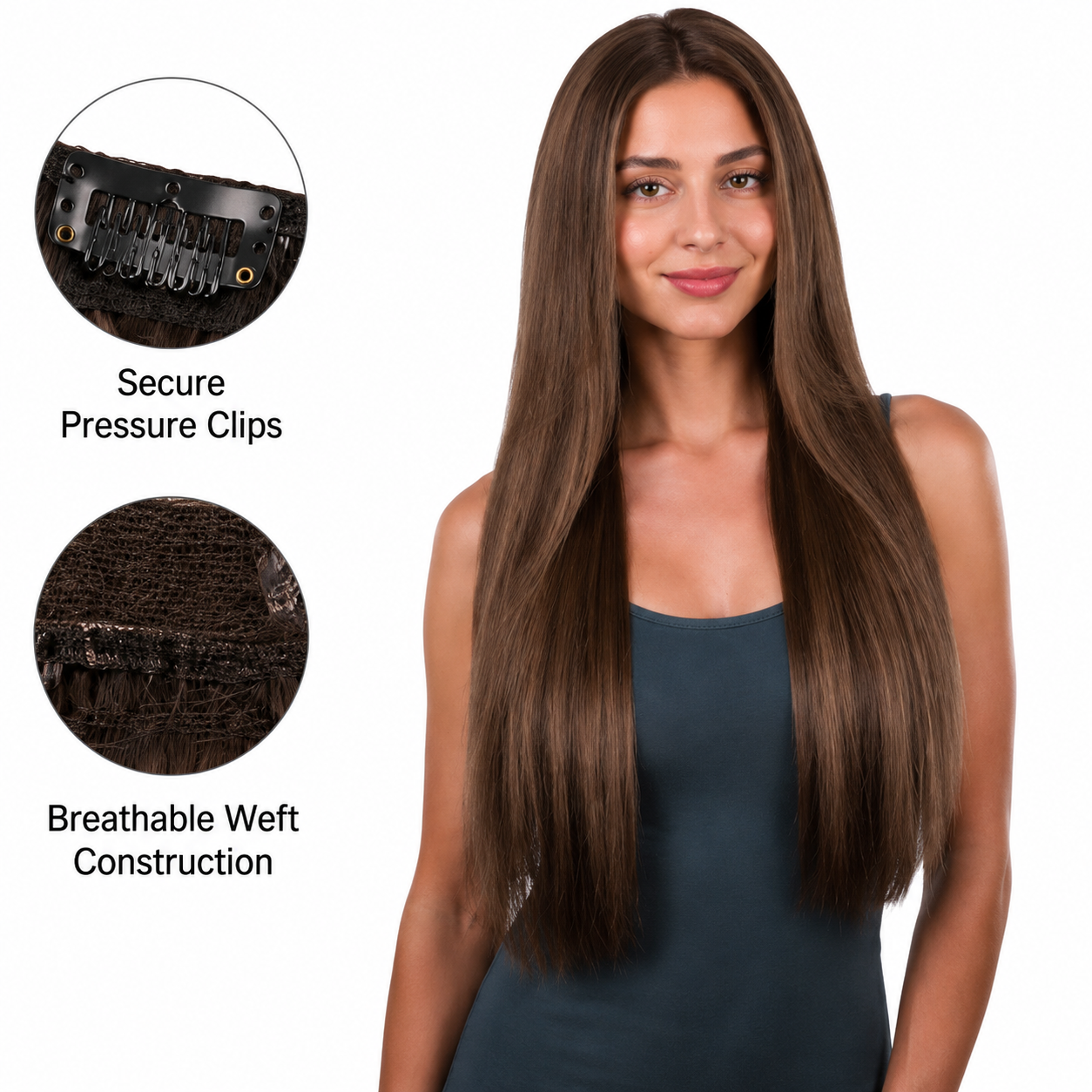 Kuknus Synthetic Straight Silk Press Clip-In Hair Extensions 24"