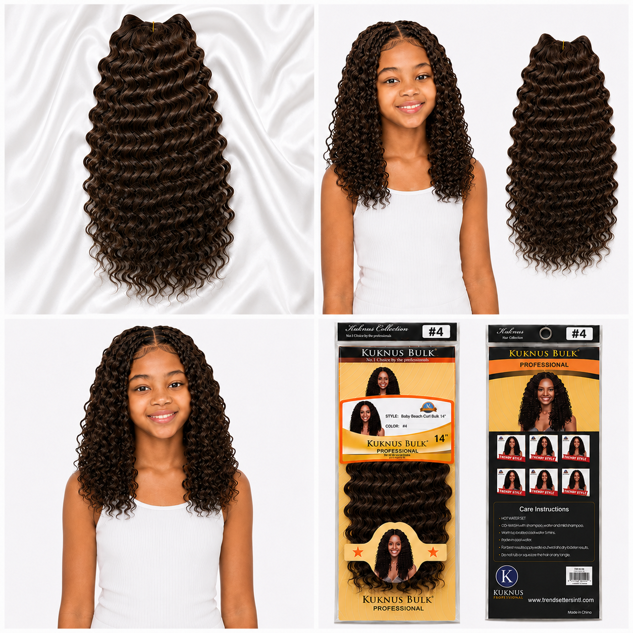 Kuknus Baby Beach Curl Bulk Synthetic Braids Hair 14"