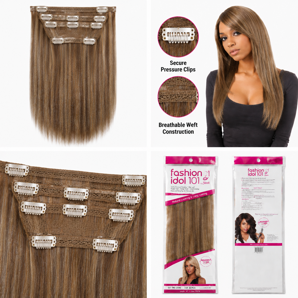 Sleek Fashion Idol 101 Synthetic Clip-In Hair Extensions 18"