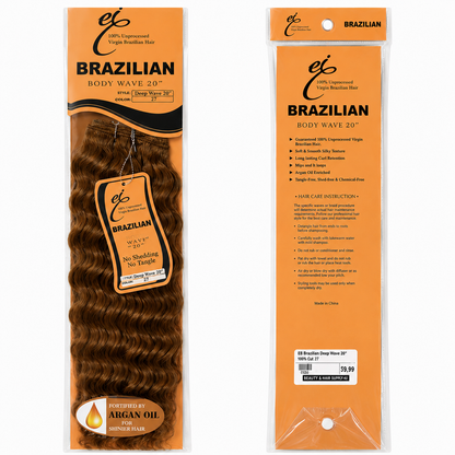 Ei Brazilian 100% Unprocessed Virgin Brazilian Human Hair Extension Deep Wave Natural