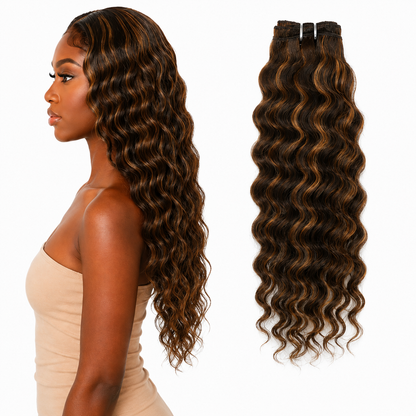 Ei Brazilian 100% Unprocessed Virgin Brazilian Human Hair Extension Deep Wave Natural
