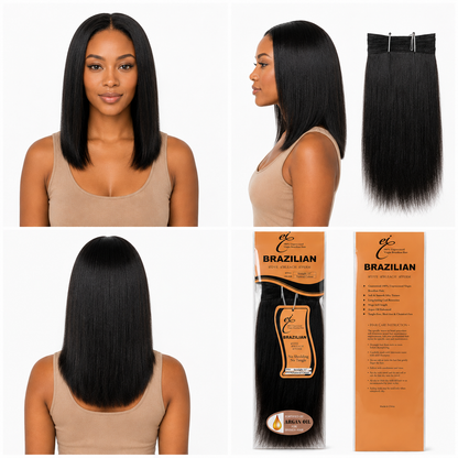 Ei Brazilian 100% Unprocessed Virgin Brazilian Human Hair Extension Straight Natural
