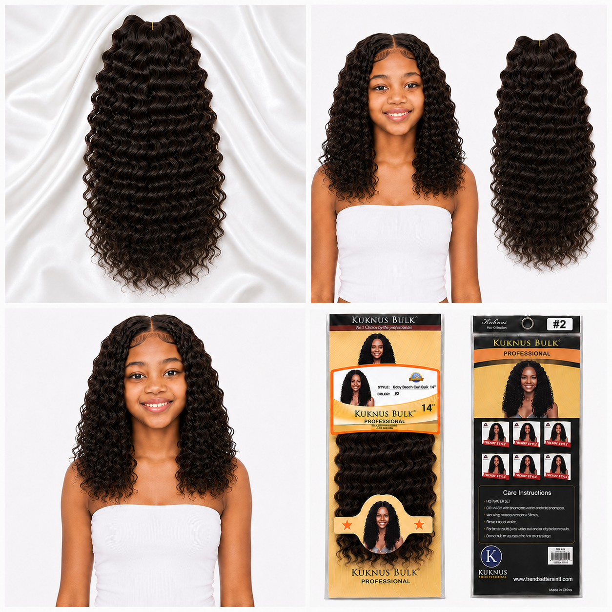Kuknus Baby Beach Curl Bulk Synthetic Braids Hair 14"